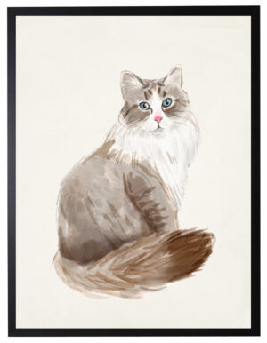 Watercolor Siberian cat