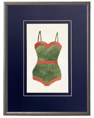 Green Bathing Suit with Orange Outline matted in navy blue