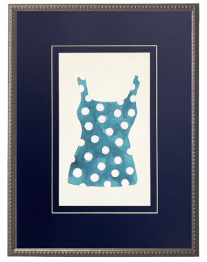 Teal with White Polk a Dots Bathing Suite one piece matted in navy blue