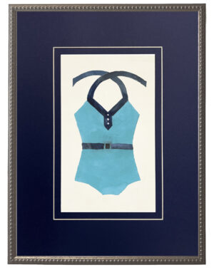 Teal with Navy belt Bathing Suite once piece matted in navy blue