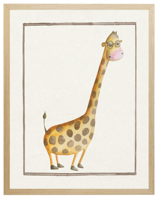 Watercolor giraffe with glasses