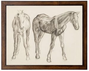 Vintage horse sketch on a distressed background