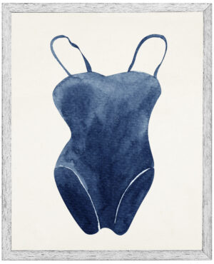 Watercolor one piece navy bathing suit