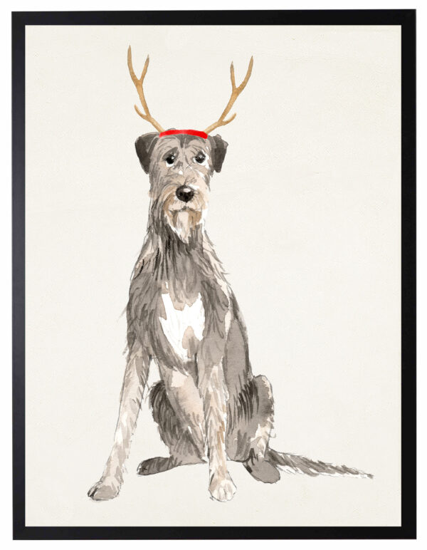 Watercolor Irish Wolfhound with antlers