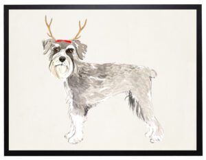 Watercolor Schnauzer with antlers