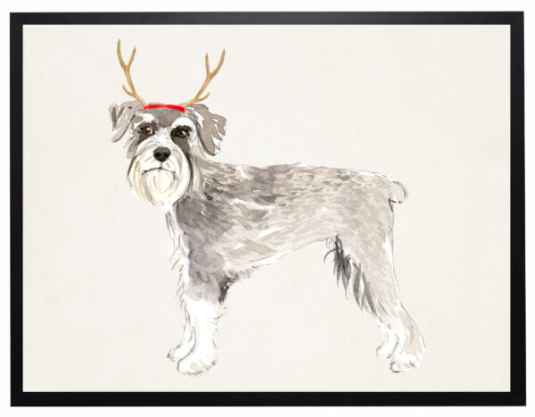 Watercolor Schnauzer with antlers