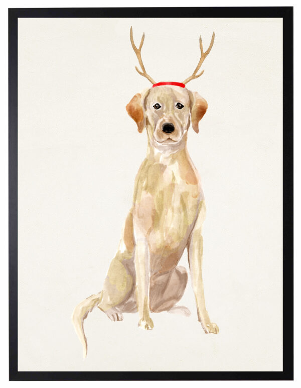 Watercolor Yellow Lab with antlers