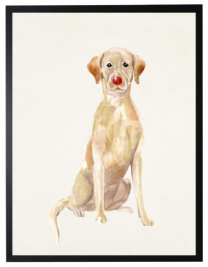 Watercolor Yellow Lab with rudolph nose