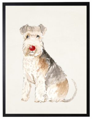 Watercolor Lakeland Terrier with rudolph nose