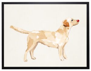 Watercolor Yellow Lab with rudolph nose