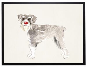Watercolor Schnauzer with rudolph nose
