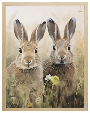 Two bunnies in a field