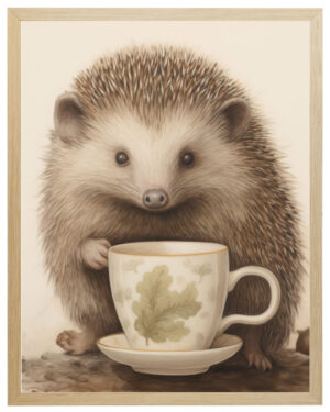 Hedgehog with a coffee cup