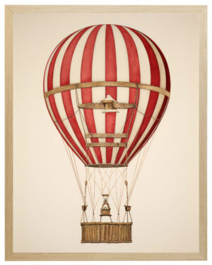 Vintage red striped hot air balloon reproduction