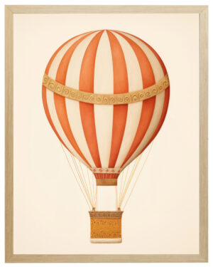 Vintage orange striped hot air balloon reproduction