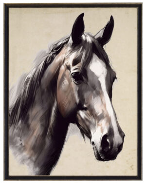 Vintage horse painting on a distressed background