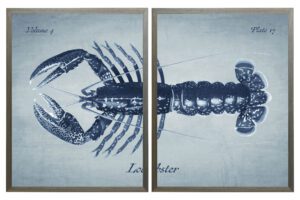 Navy diptych lobster on a light blue background