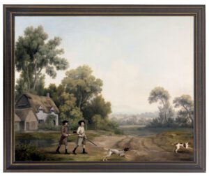 Vintage boys with hunting dogs oill portrait reproduction