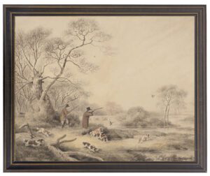 Vintage hunting scene drawing